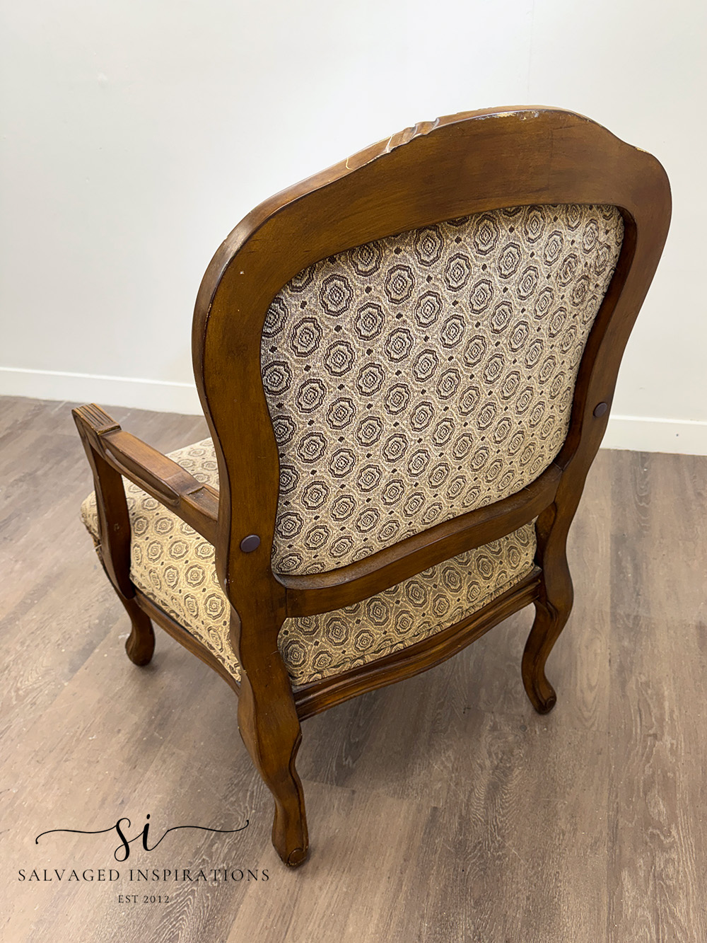 Back of Vintage Chair With Textured Upholstery