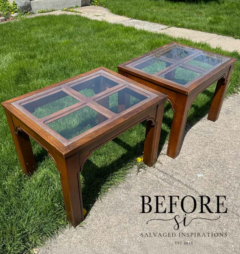 Chinese Chippendale End Tables BEFORE