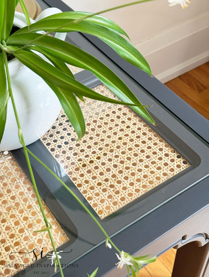 Close Up of DIY Rattan Cane Table Top