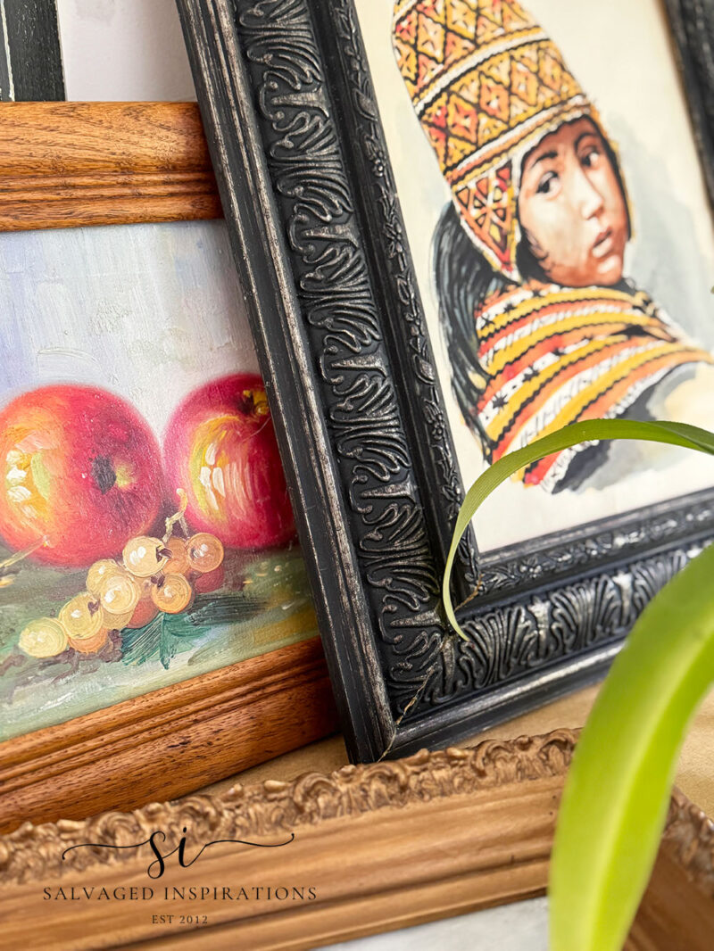 Close Up of Resized Thrift Frames DIY