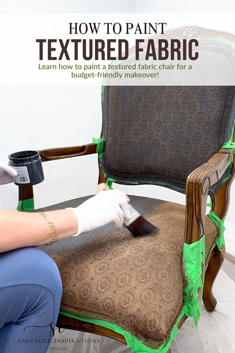 How To Paint A Texture Fabric Chair - DIY Budget Friendly Makeover