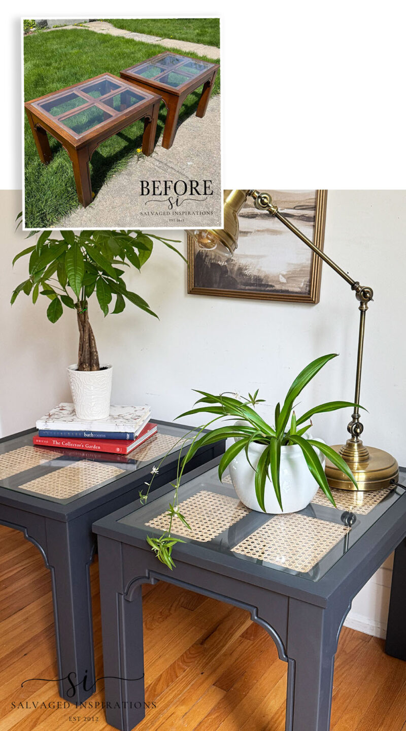 Painted Chinese Chippendale End Tables before and AFTER