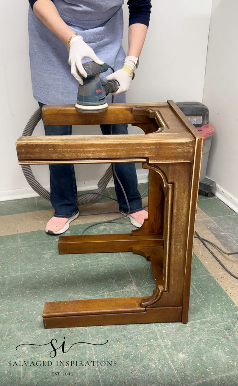 Scuff Sanding End Table with Bosch Orbital Sander