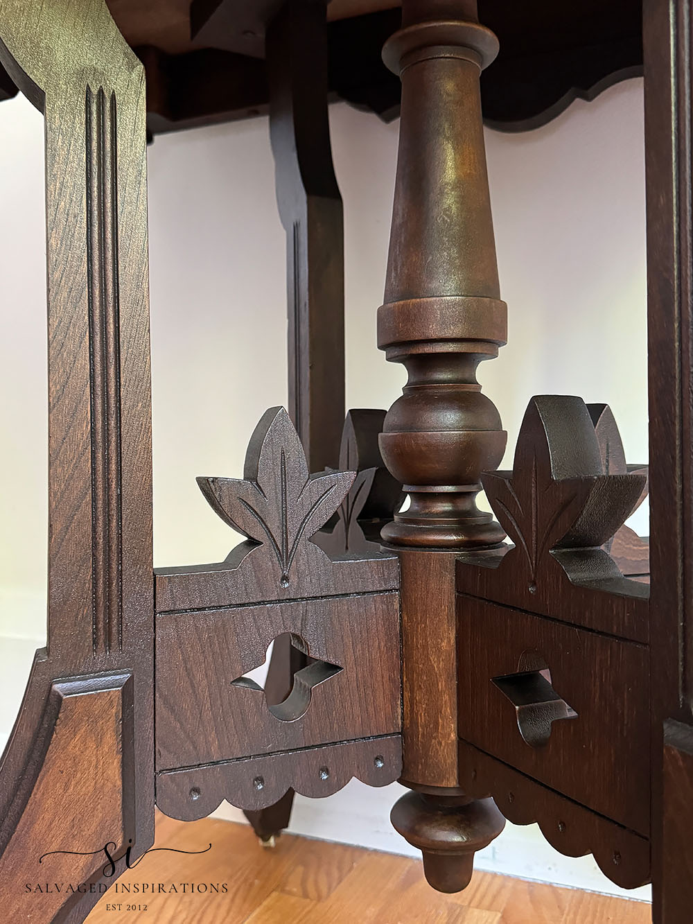 Close Up of Base on Salvaged Eastlake Table
