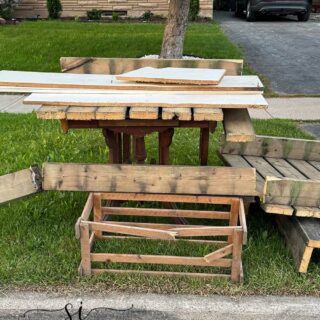 Eastlake Vintage Walnut Table Under Garbage