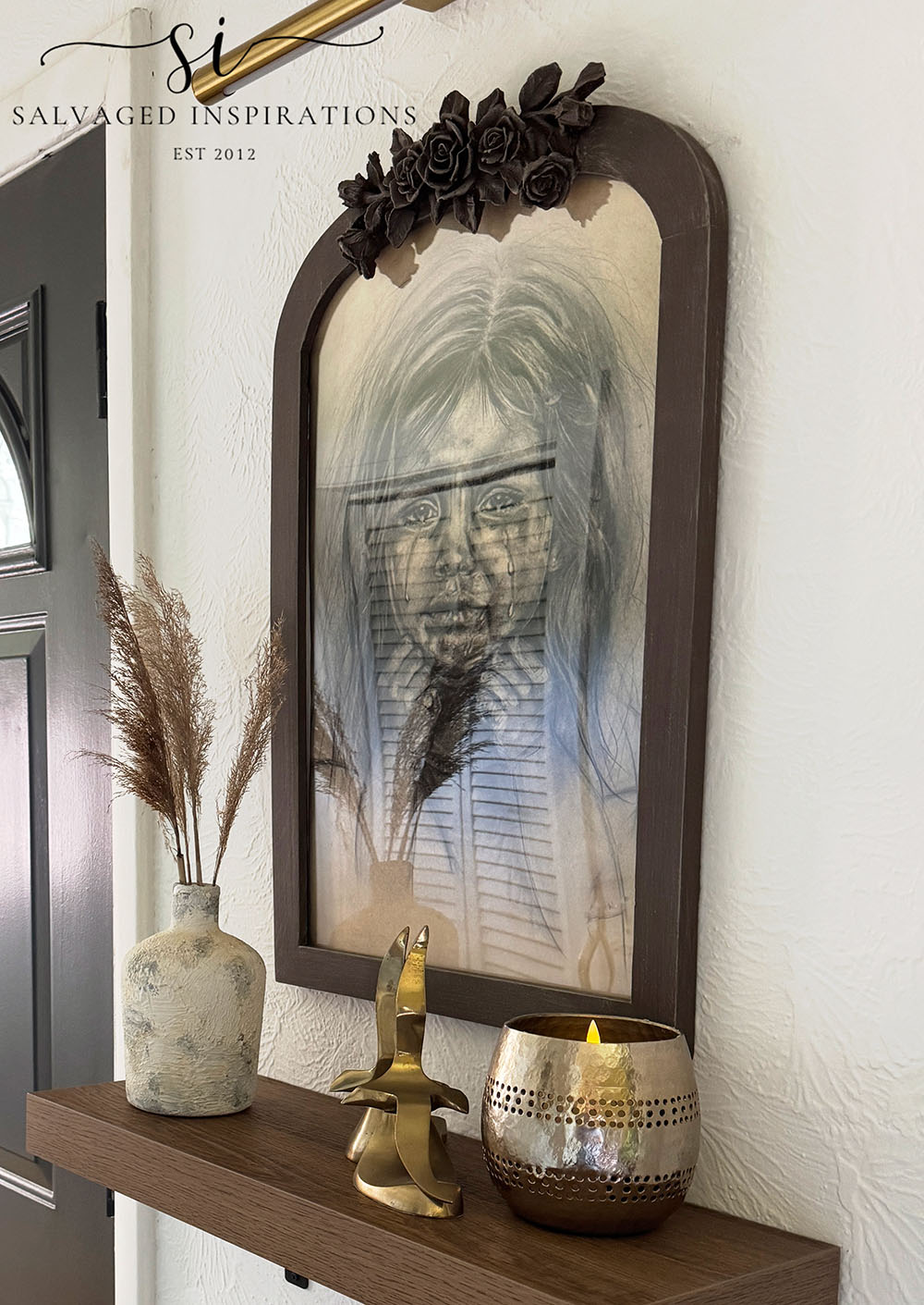 Reflection in Plexiglass covering Charcoal Drawing
