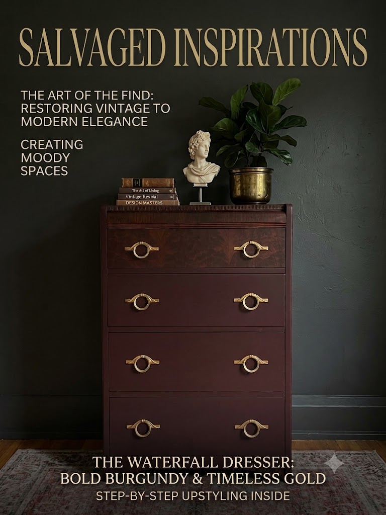 Salvaged Inspirations - $10 Painted Waterfall Dresser Makeover
