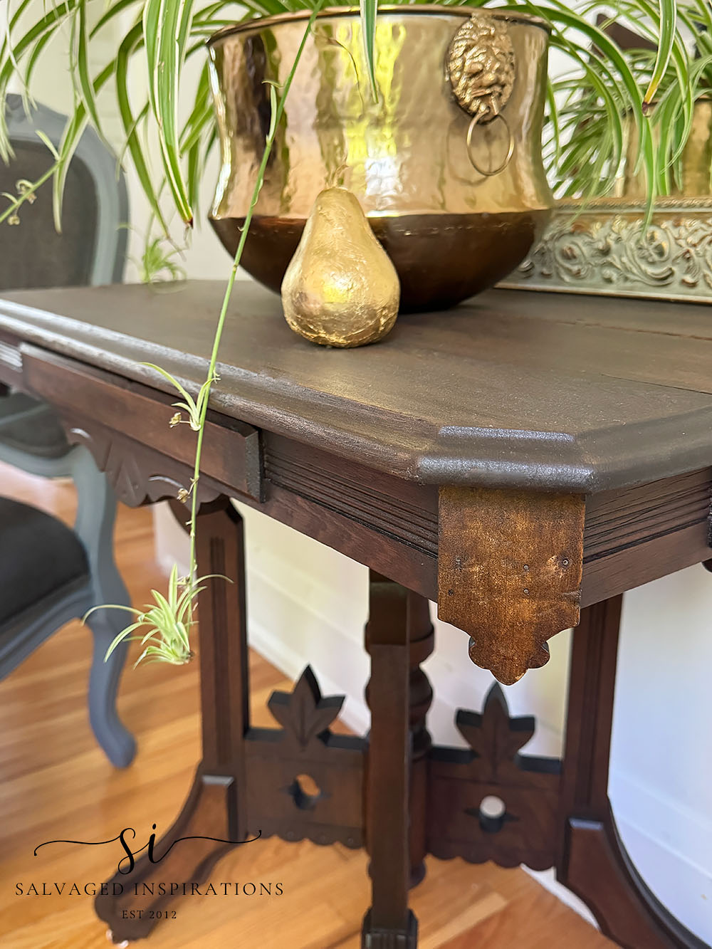 Salvaged Top and Skirt on Eastlake Table Makeover