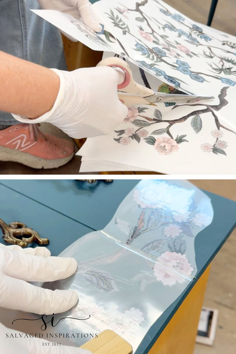Applying Transfer onto Table Drawers