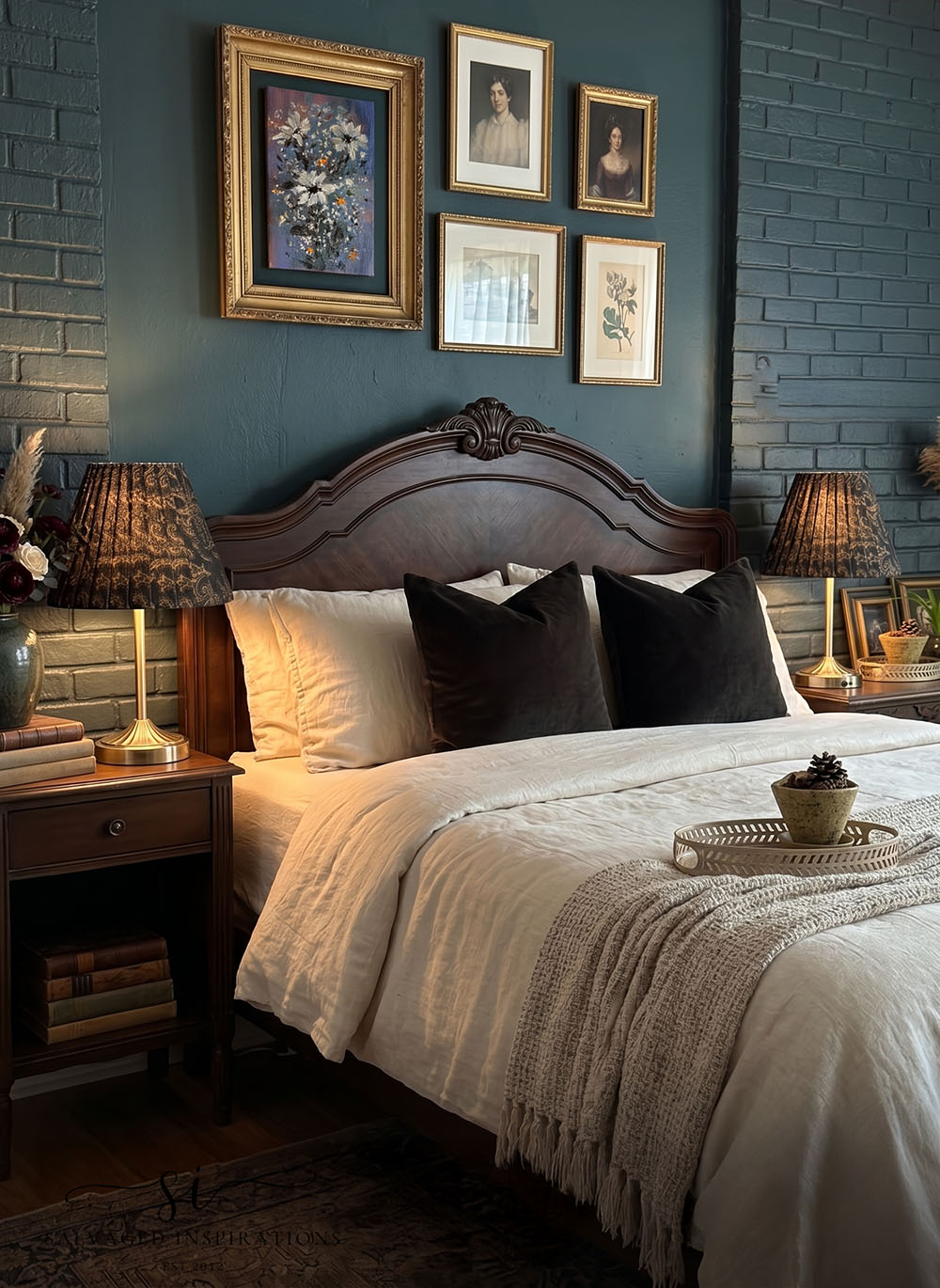 Bedroom Scene with DIY Pleated Lampshades ai