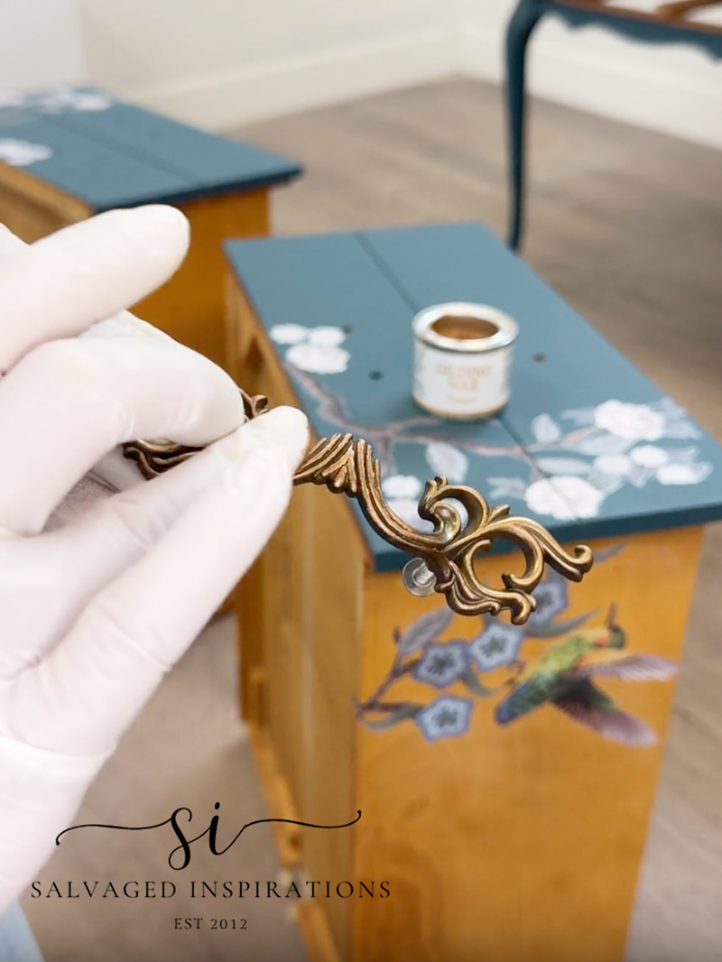 Copper Gilding Wax on French Provincial Hardware