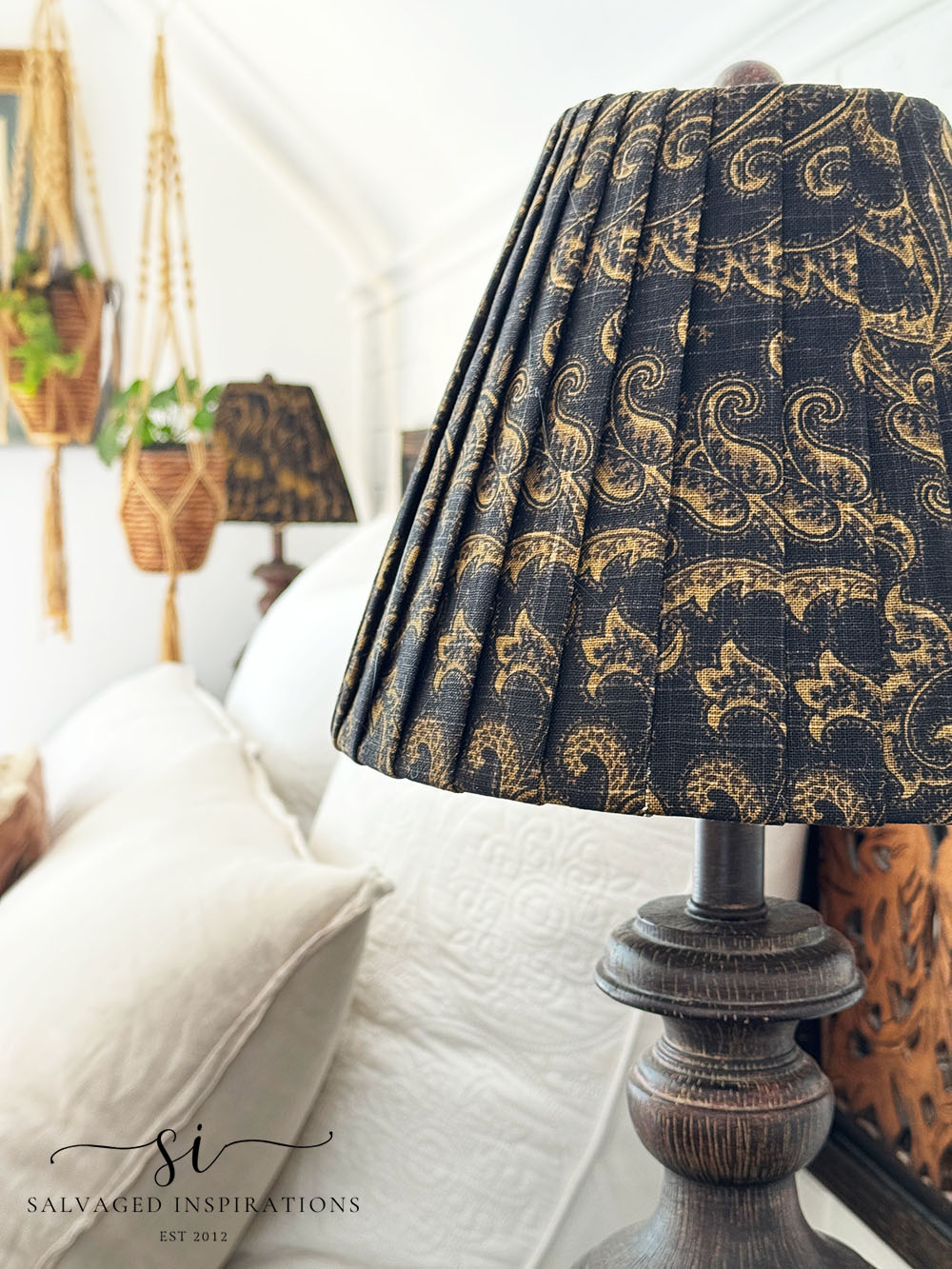 DIY Pleated lamp in bedroom