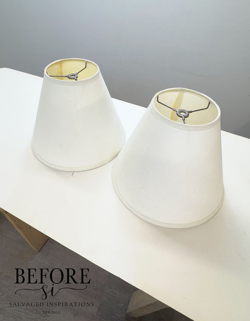 Thrift Store Lampshades BEFORE