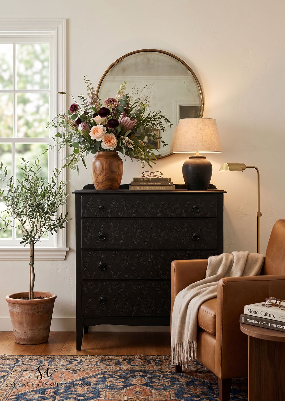 Painted and Stenciled Dresser in Generated Roomscape - Salvaged Inspirations