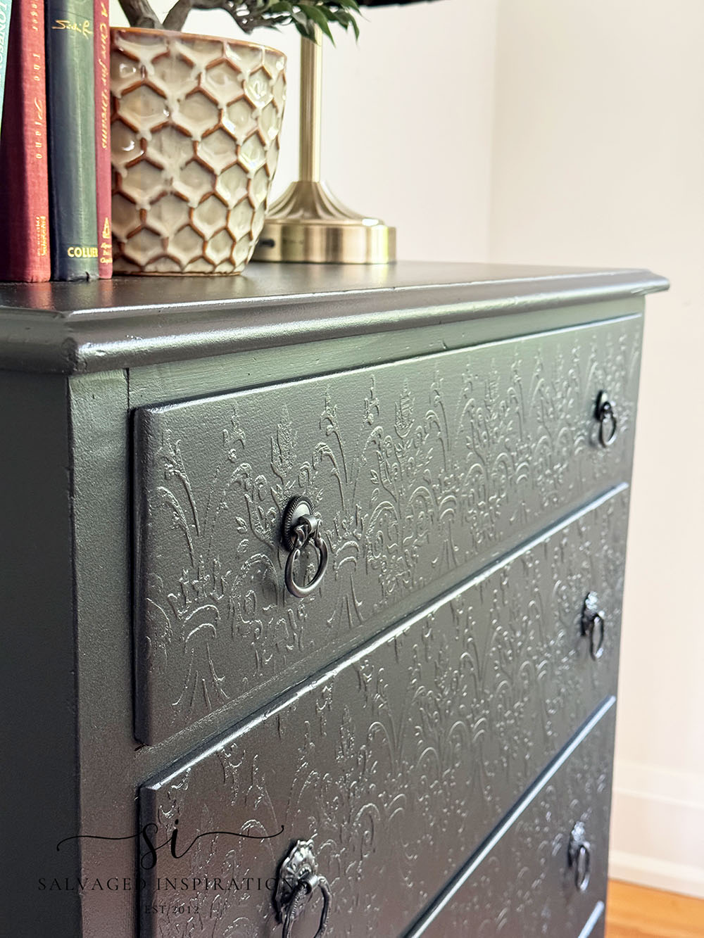 Side View Raised Stencil Dresser