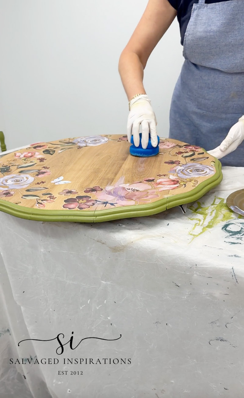 Topcoating A Floral Transfer On Raw Table Top