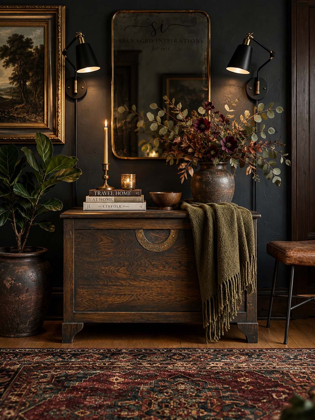 Black Wash Painted Blanket Box in Generated Roomscape