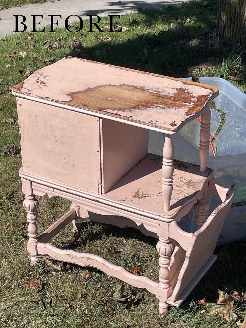 Curbside Magazine Side Table - Before