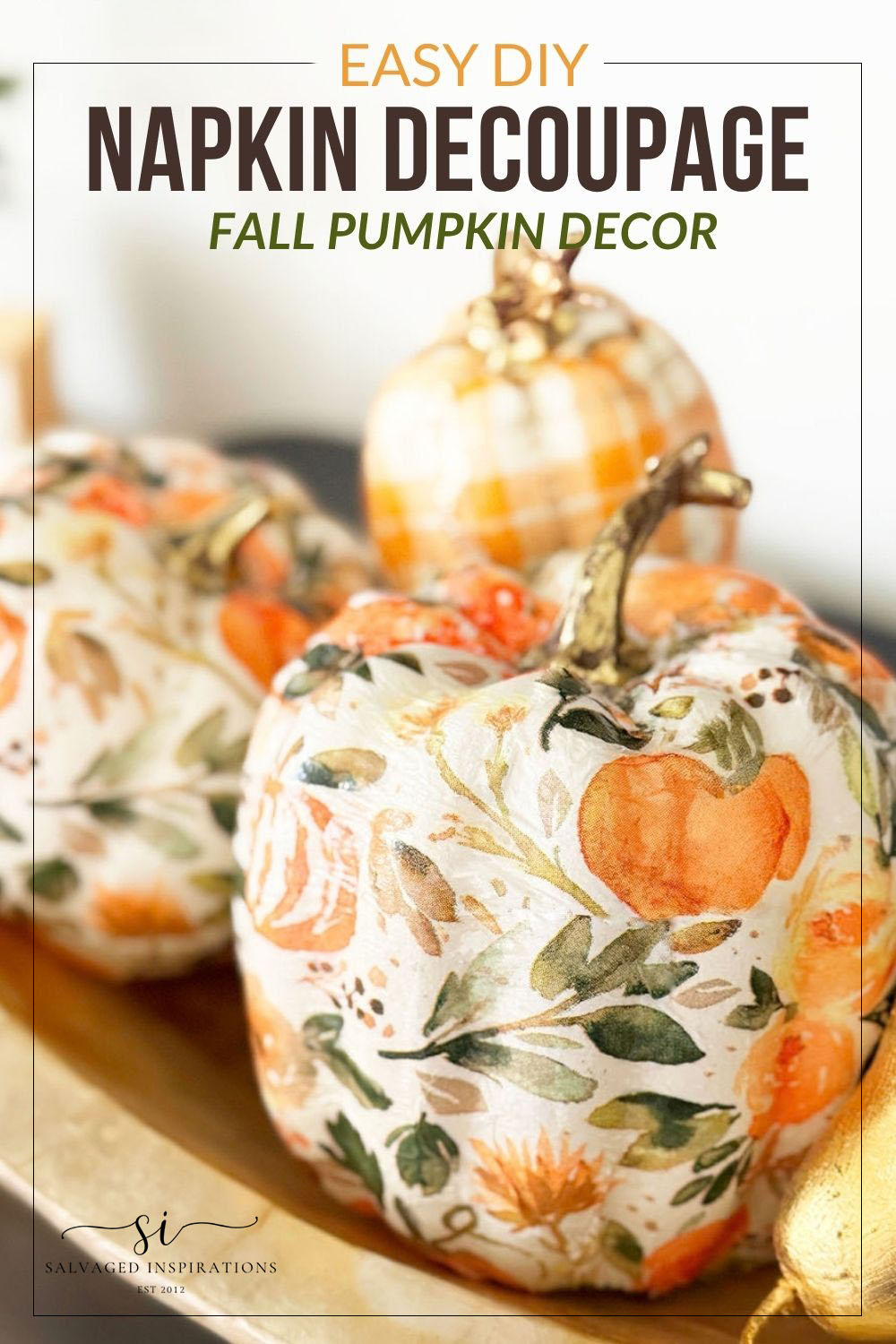 EASY DIY Napkin Decoupage Pumpkins