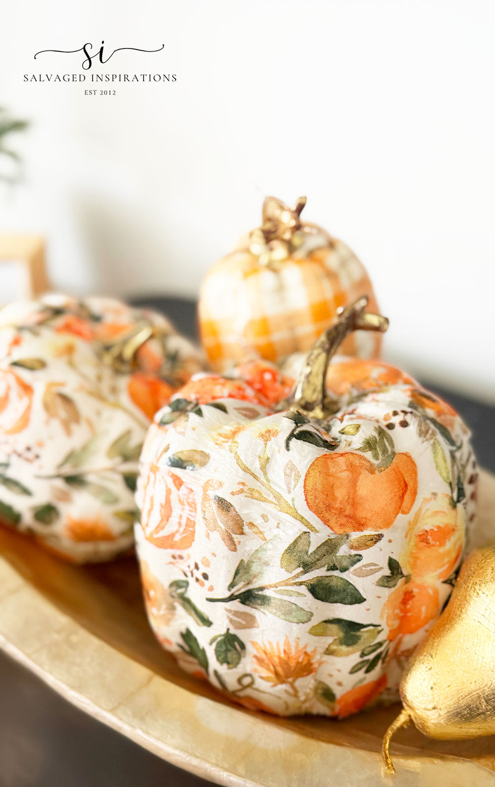 Fall Napkin Decoupage on Pumpkin Decor