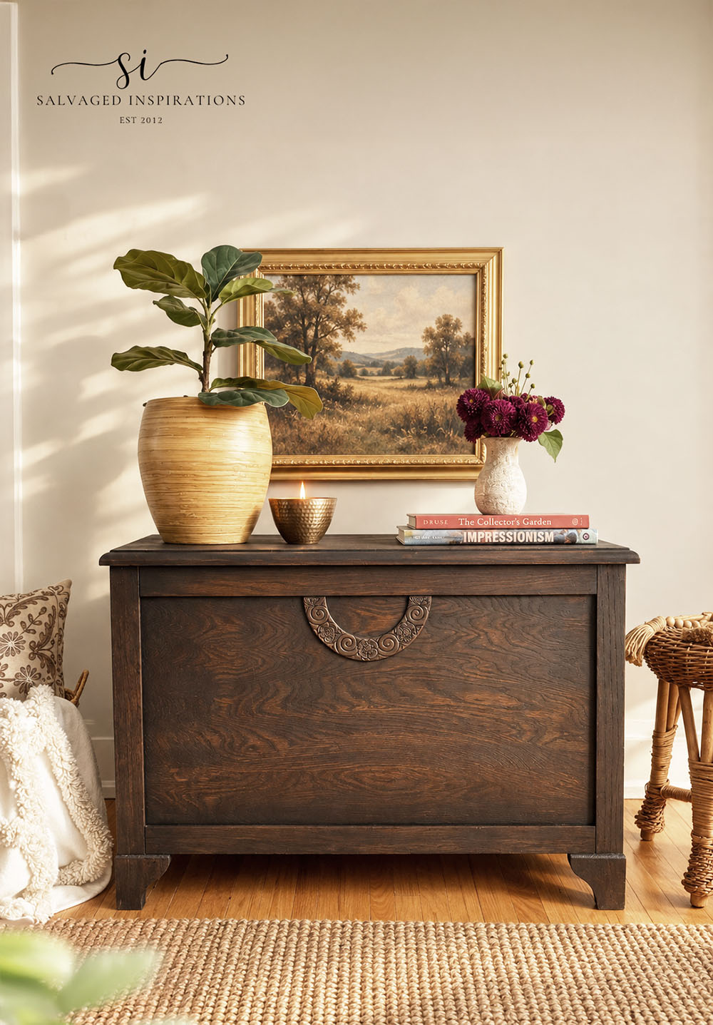 Front Facing Black Washed Blanket Box