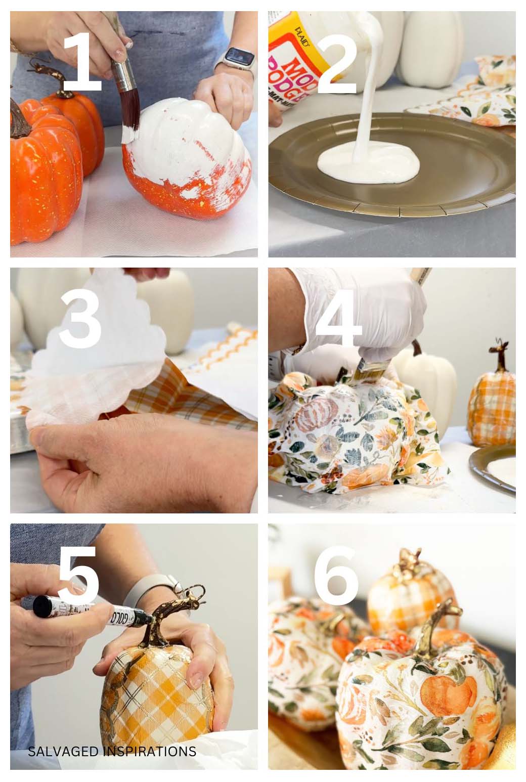 How To Decoupage Napkin Pumpkins 6 Easy Steps