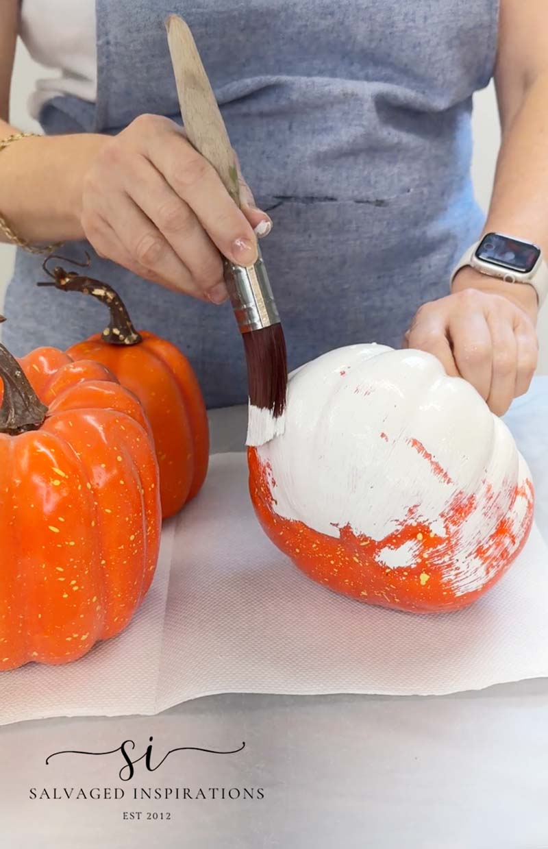 Painting Base Coat On Pumpkins