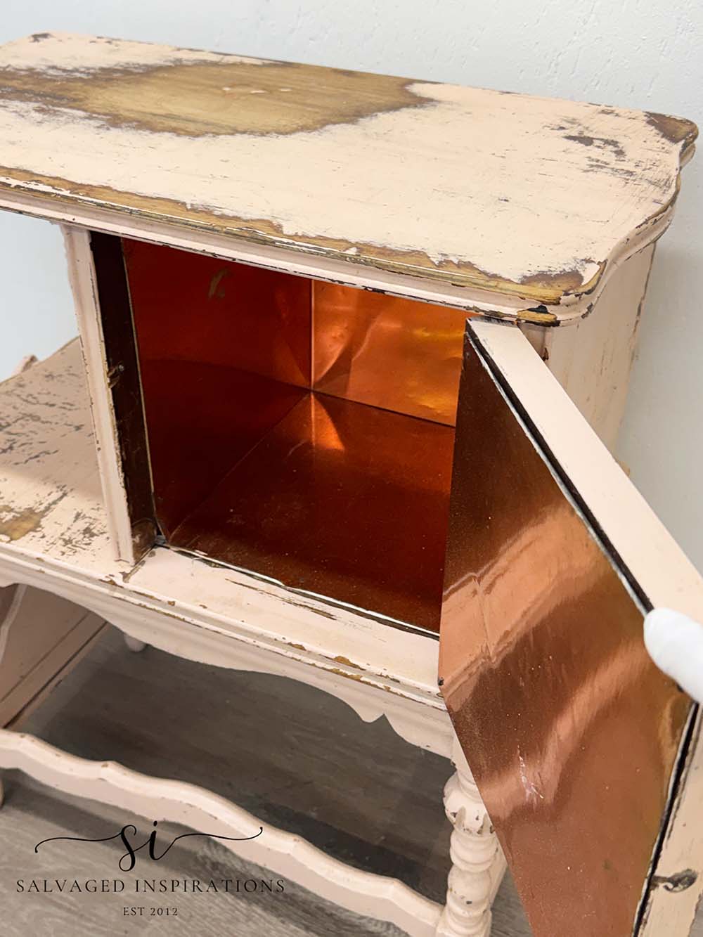 Side Table Storage lined with Copper