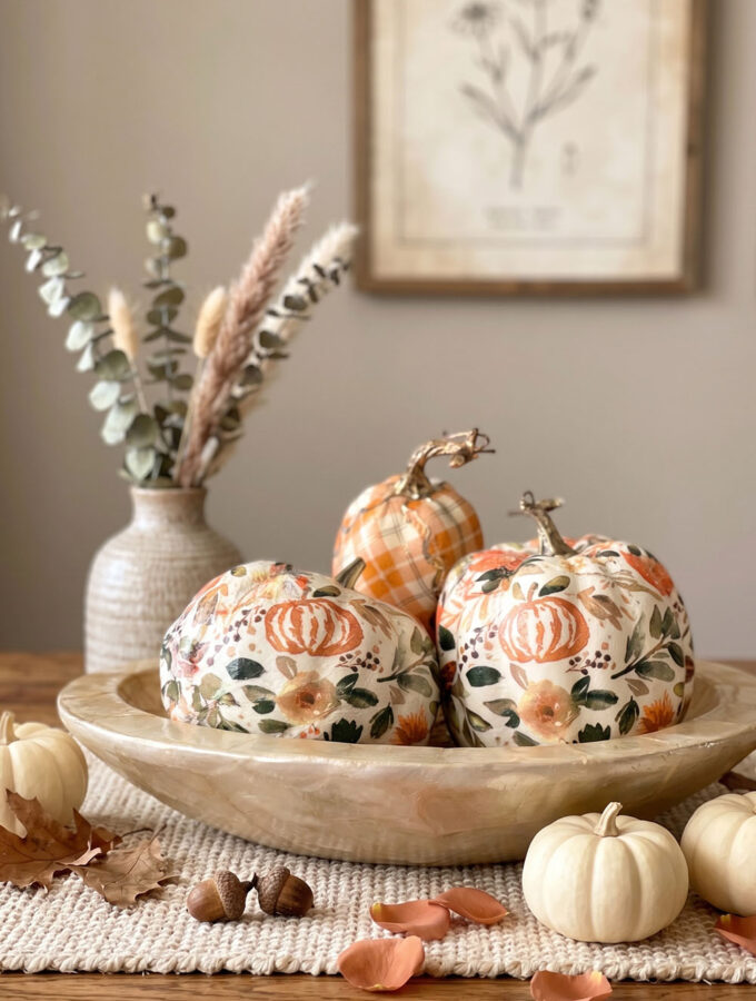 how to decoupage pumpkins with napkins