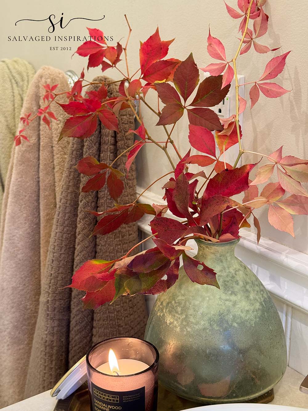 Fall Leaves In Bathroom Arrangement