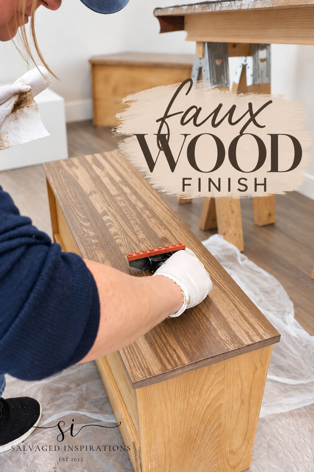 Faux Wood Paint Finish DIY Tutorial - Salvaged Inspirations