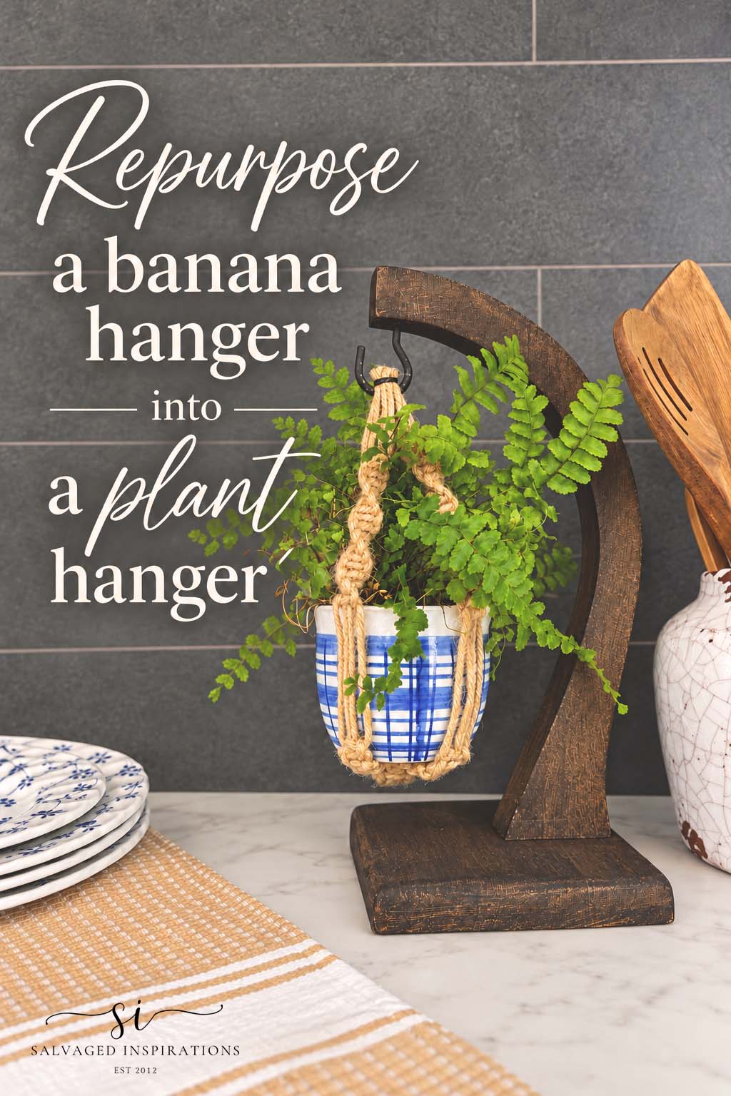 Repurpose Banana Holder into Plant Stand