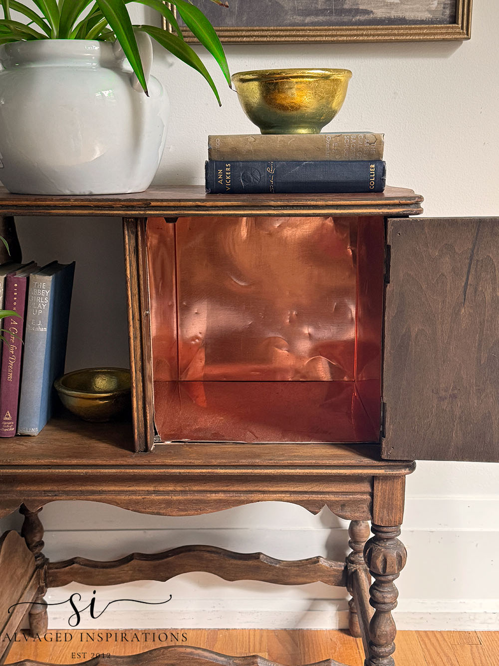 Stripped And Stained Side Table